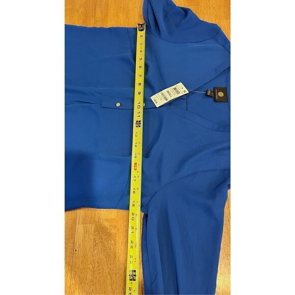 JM COLLECTION BLUE 1/2 BUTTON BLOUSE WOMENS SIZE S NEW P1-178 - Picture 7 of 11